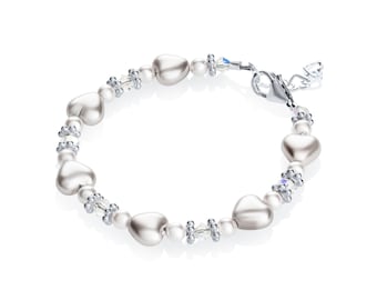 Pure white heart bracelet Sterling Silver Child Bracelet (B1701)