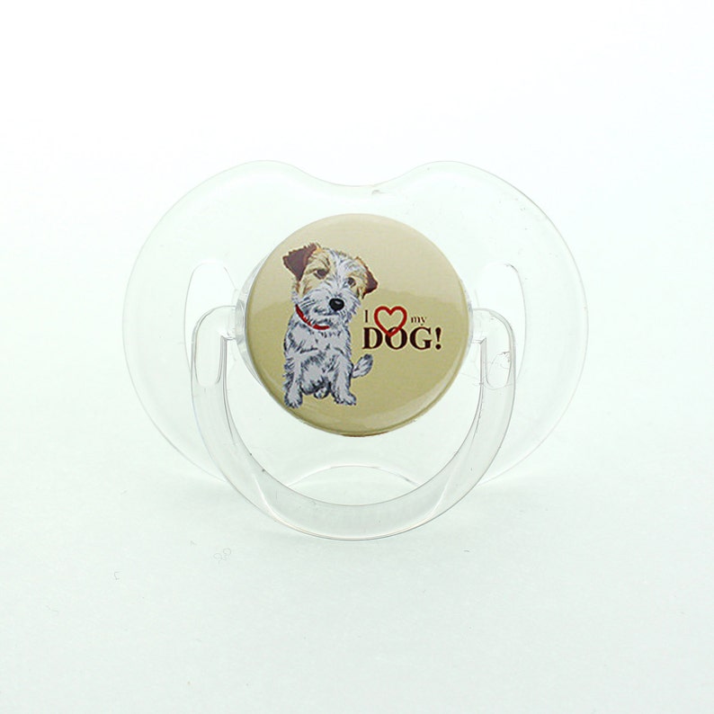 RDOG MSRP 19.00 I Love My Dog Pacifier Clip with Matching Ribbon