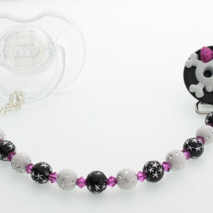 Bow Skull Pacifier Clip (CSKB)