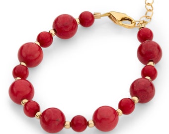 Stunning  Newborn/Toddler/Infant/Teen Bracelet With 4 and 6 mm red coral pearls (B2133-R)