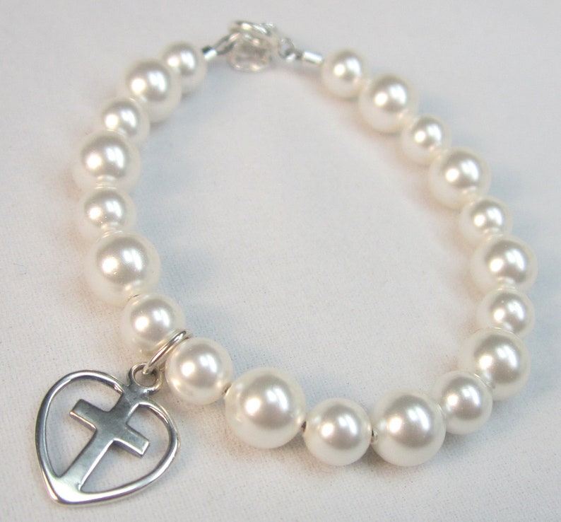 Bracelet Sterling Silver Cross Baptism Keepsake Communion Etsy