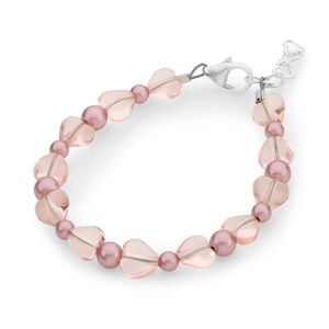 Adorable Baby Bracelet With Austrian Rose Pearls, Heart Beads B2125 image 1