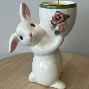 Vintage Bunny Candle Holder - Vintage Easter Rabbit Decor - Spring Table Accent