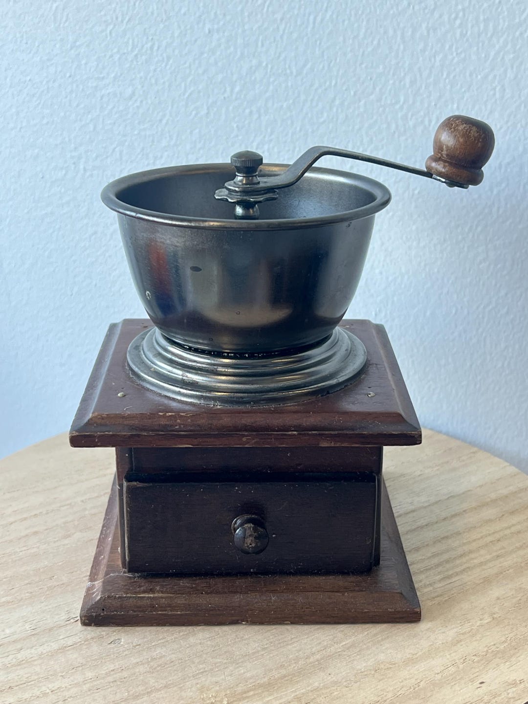 Vintage French Style Manual Coffee Grinder - Wooden Burr Coffee Mill ...