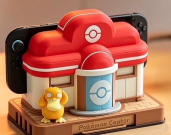 PokoPia Pokemon Center Nintendo Switch Dock Cooling Station, Silent Fan Gaming Dock Stand, Handmade Gamer Gift Decor