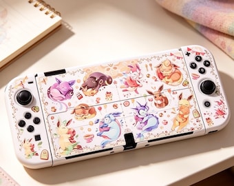 Funda para Nintendo Switch con diseño de Eevee Evolutions: una adorable funda protectora de Pokémon con carcasas para Joy-Con para Switch 1, OLED y Switch 2.