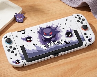 Gengar Nintendo Switch 2 Hülle, Switch OLED & Switch 1, Pokémon Anime Kawaii Gaming Cover, Weiße Hülle, Geschenk für Gamer, Switch Zubehör