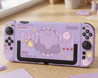 Nintendo Switch 2 Hülle mit Ditto und Pikachu – Kawaii Lila Konsolenhülle, Anime-Schutzhülle für Gamer, Joy-Con-Hülle, süßes Geschenk für Gamer