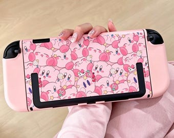 Kirby Nintendo Switch Hülle – Niedliche pinke Kawaii Schutzhülle mit Joy-Con-Hüllen für Switch 1, OLED & Switch 2