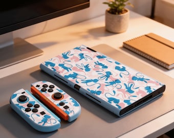 Nintendo Switch Hülle „Niedliches Mew in Blau und Rosa“ – Schutzhülle für Switch 2, Switch 1 & OLED – Joy-Con-Hülle