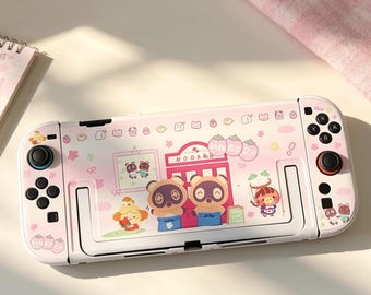 Niedliche Animal Crossing Nintendo Switch Hülle – Pinke Tom Nook Hülle mit Joy-Con Hüllen für Switch OLED & Switch 2