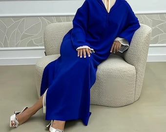 Conjunto moderno marroquí de 2 piezas tipo djellaba - Elegante caftán bordado para mujer
