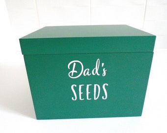 Seed Storage Box - Personalised Green Seed Packet Storage Box - Gardening Gift - UK SELLER