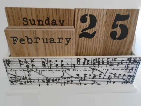 Sheet Desktop Wood Block Calendar Decoupage Perpetual Sheet Desktop Wood Block Calendar