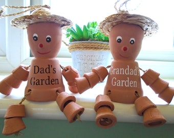 Personalized Terracotta Flower Pot Man: Garden Decor Gift