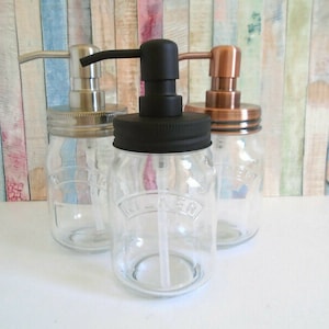 Kilner Jar 0.5LSoap Dispenser - Black/Silver/Copper Stainless Steel Rust Proof Pump and Lid - UK SELLER