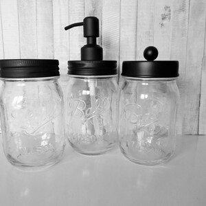 Kilner Jar Bathroom Set: Rustic Soap Dispenser, Toothbrush Holder, Storage Jar