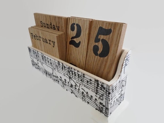 Sheet Desktop Wood Block Calendar Decoupage Perpetual Sheet Desktop Wood Block Calendar