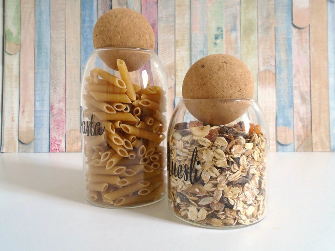 Cork Ball Glass Storage Jars Eco Friendly 500ml or 800ml Etsy