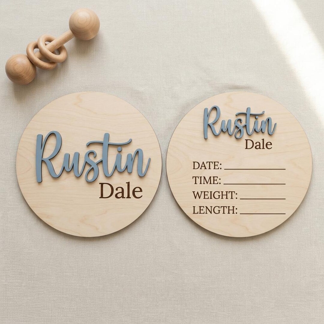 Personalized Wooden Baby Birth Announcement Sign – Custom Newborn Name ...