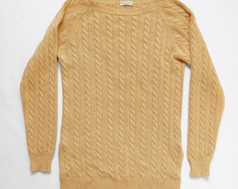 Maglione a trecce Brunello Cucinelli color giallo senape - Prodotto in Italia - Maglione di lusso firmato