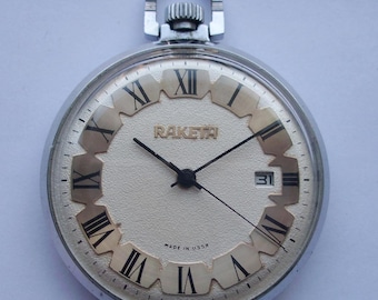 Vintage Raketa Russian Pocket watch cal.2609HA Running & Keep time A+