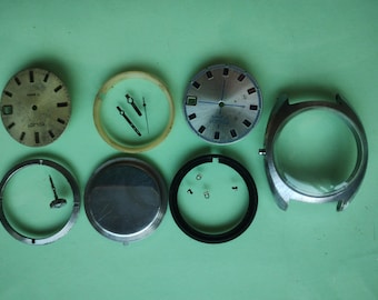 Parts for 2614.2H movement - used Case, dials, hands, stem, crown...