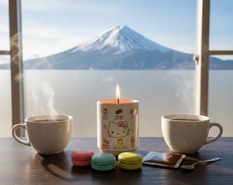 Hand poured Soy Wax Candle in Repurposed Pink Hello Kitty Cup from China | Multiple Scent Options | Sustainable Gift
