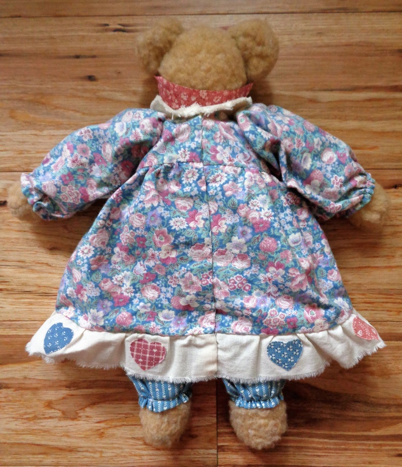 Handmade Girl Bear With Floral Dress and Bloomers