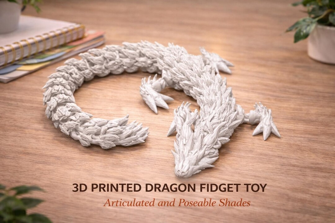 Articulated 3D Printed Dragon – Poseable Fidget Toy, Desk Companion ...