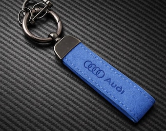Llavero Audi de Alcantara azul / Accesorio para llaves de coche