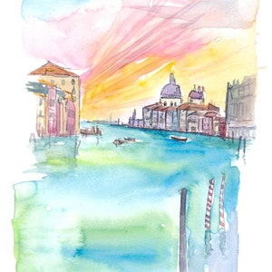 Serenissima Vista desde Ponte dell Accademia a Santa Maria della Salute. - Impresión de bellas artes de edición limitada - Pintura original disponible