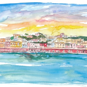 Ponza Pontine Island Romantic in Italy - Limited Edition Fine Art Print - Original Painting available