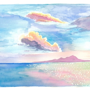 Tenerife Canary Islands with Teide Silhouette from Sea - Limited Edition Fine Art Print - Original Painting available