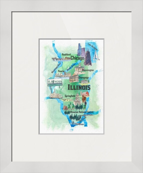 BLUPARK Illinois Map Make-up-Tasche – 23,5x17 Cm, Polyester, Reißverschluss, Perfekt Für Reisen