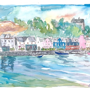 Tobermory Island of Mull Scotland Waterfront Scene Inner Hebrides - Limited Edition Fine Art Print - Original Painting available