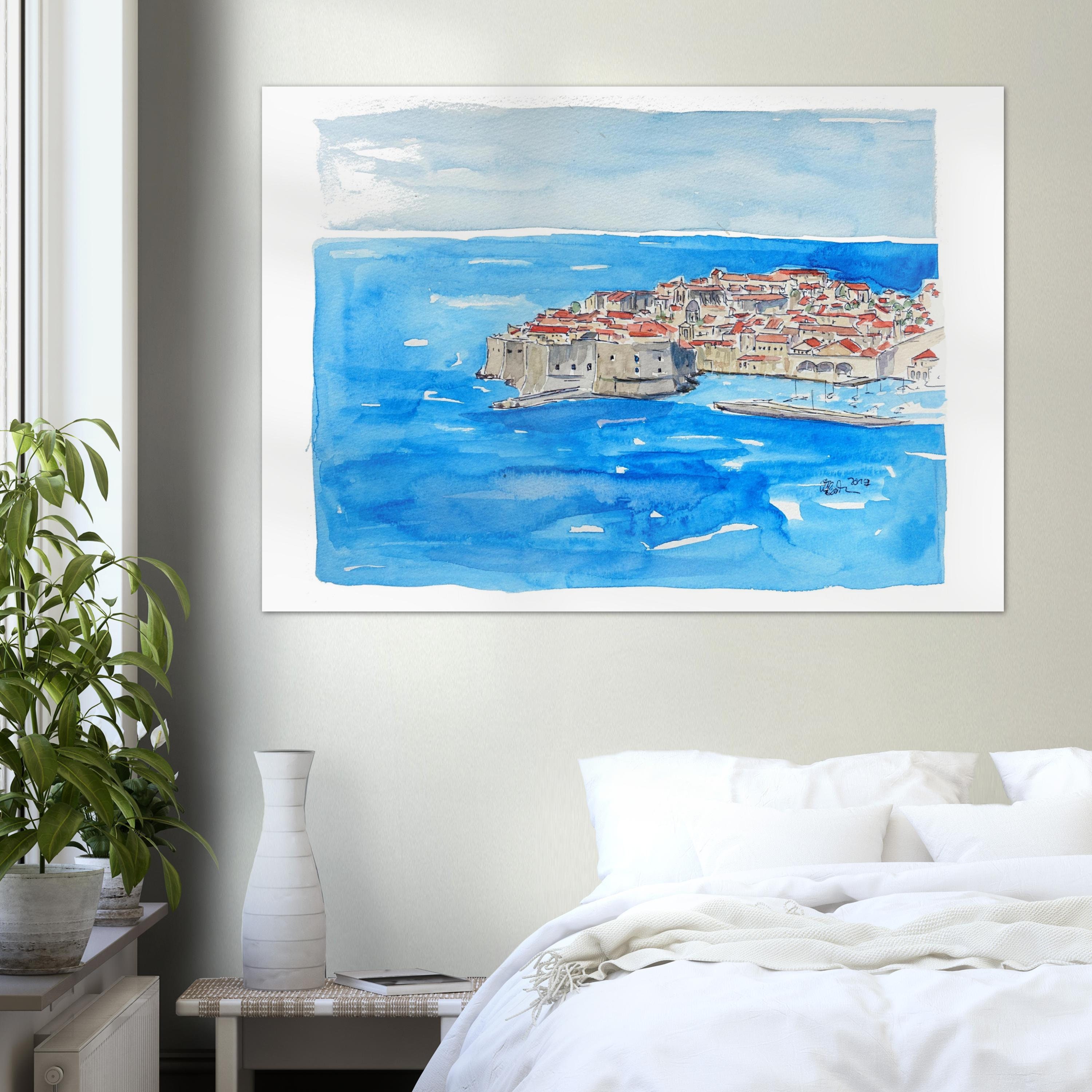 クロアチア、ドゥブロヴニク、アドリア海の真珠 - オリジナル絵画と