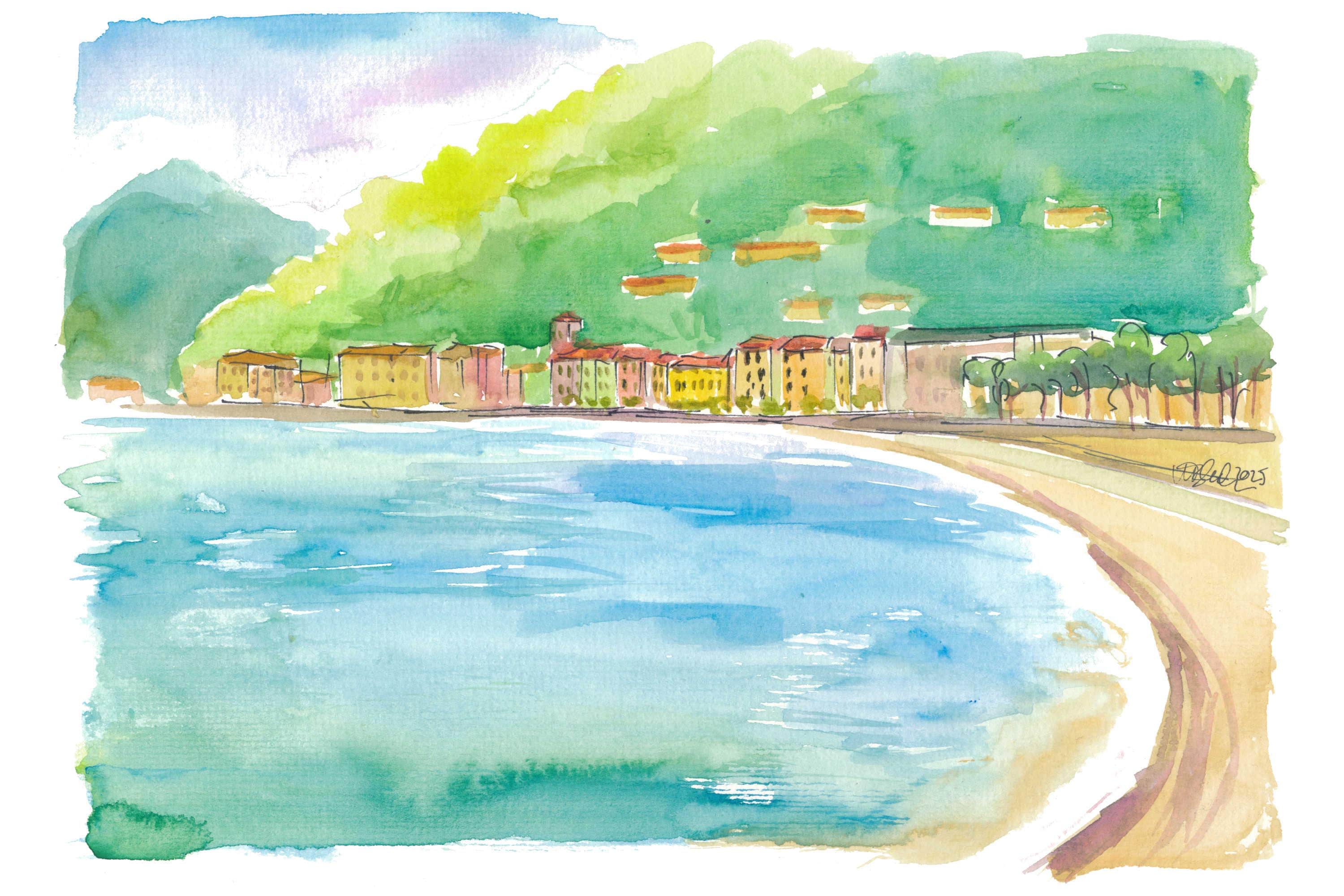 ドマーゾ コモ湖 イタリア ウォーターフロントの風景 - 限定版ファイン