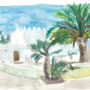 Ibiza Quiet Balearic Island Scene - Impresión de bellas artes de edición limitada - Pintura original disponible
