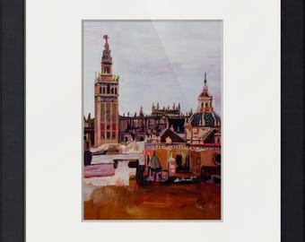 Seville Skyline in Andalusia Spain with Giralda- Fine Art Print - Original Available