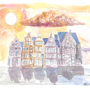 Bremen Germany Marketplace Scene with Historic Hanse Houses - Limited Edition Fine Art Print
