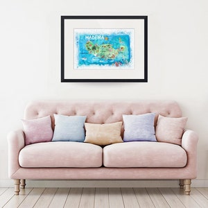 Madeira Portugal Island Illustrated Map with Landmarks and Highlights - Fine Art Print image 3