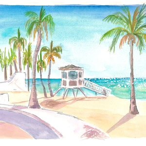 Fort Lauderdale Beach Wave Promenade in Early Morning Sun - Limited Edition Fine Art Print - Original Painting available