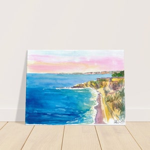 La Jolla Coastal Sunset Scene of Californias Pacific Beach Jewel - Limited Edition Fine Art Print - Original Painting available