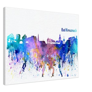 Bad Kreuznach Germania Skyline impressionista Splash - Stampa artistica