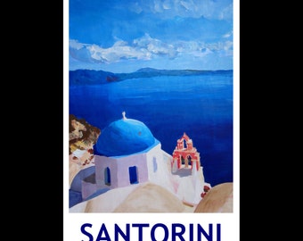 Santorini, Greece - View from Oia - Limited Edition Fine Art Print Giclee Vintage
