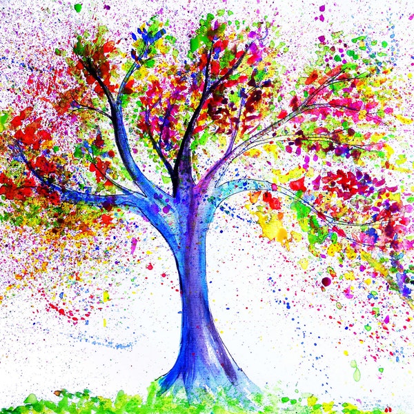 Colorful Tree of Life - Limited Edition Fine Art Print - Original Painting available
