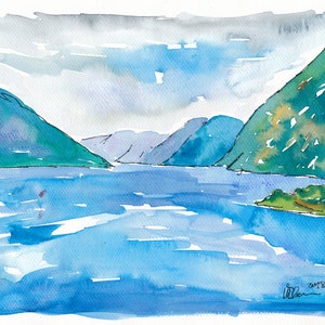 Breathtaking Geirangerfjord in Norway - Limited Edition Fine Art Print - Original Painting available