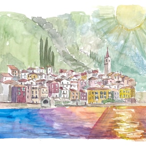 Varenna Lake Como Famous Lakefront View - Édition limitée Fine Art Print - Peinture originale disponible