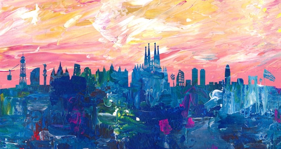 Barcelona Skyline at Dusk - Limited Edition Fine Art Print